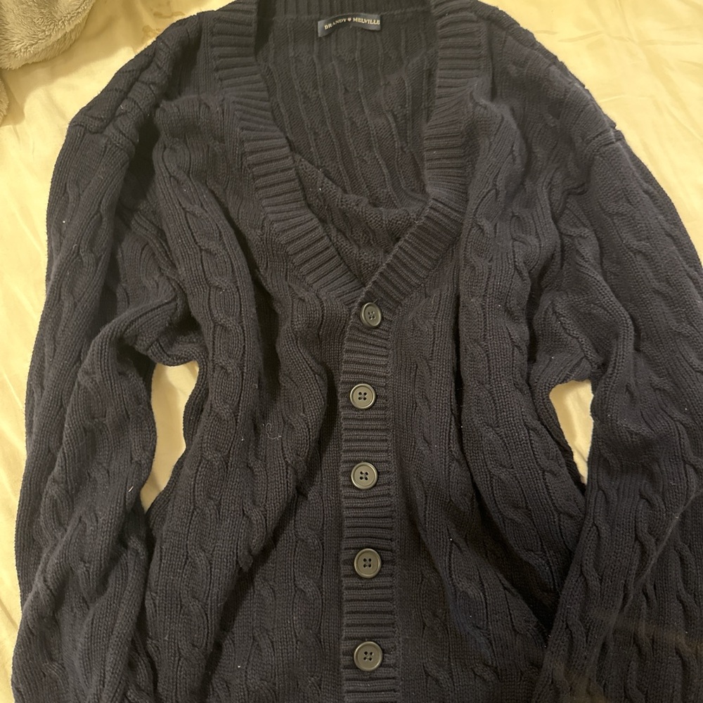 Brandy Melville Dark Gray Cable Knit Cardigan